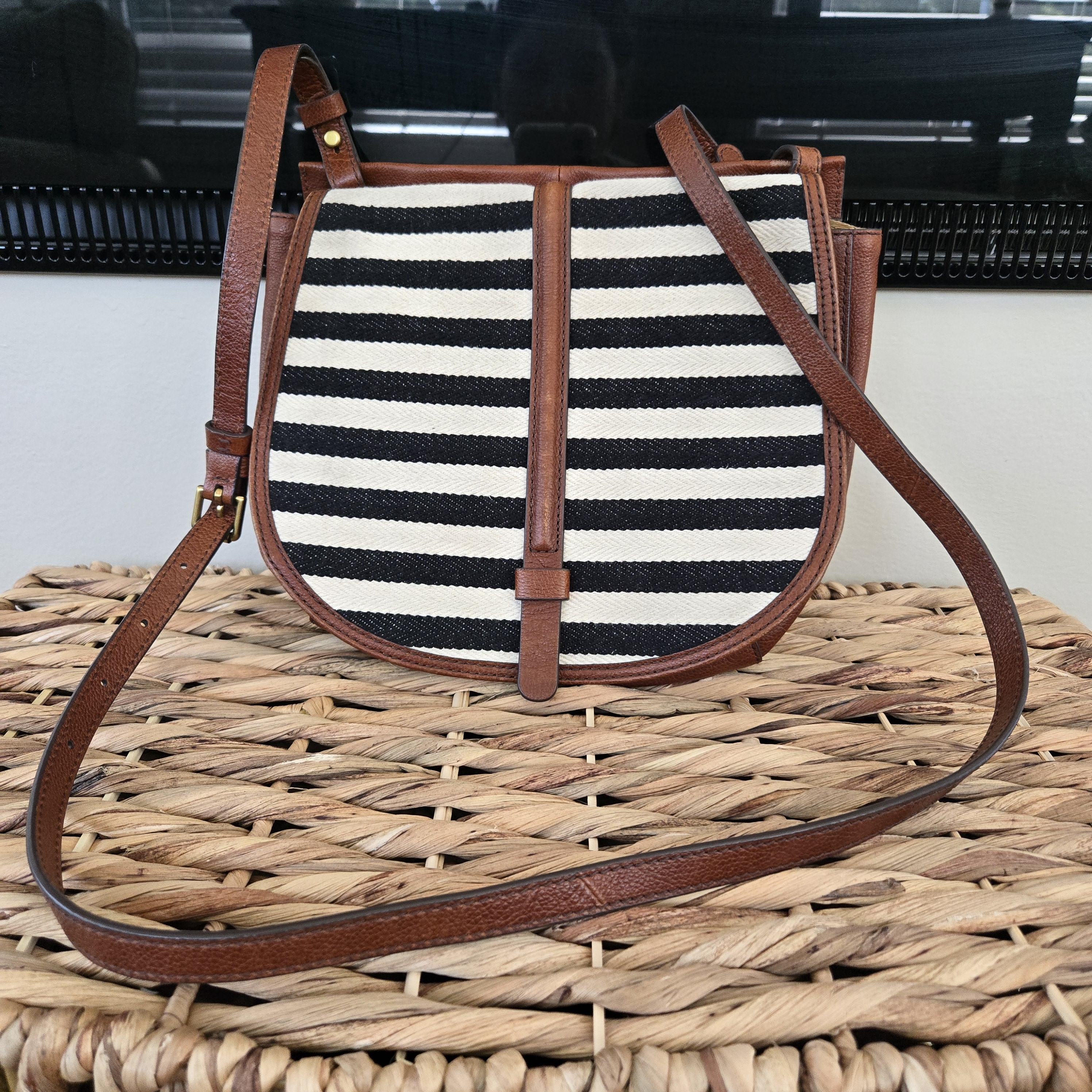 Striped Brown And Black Women's Bag